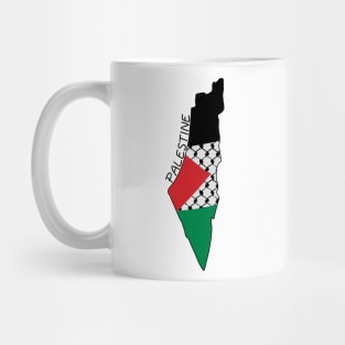 Palestine Flag Map Palestinian Kufiya Hatta Traditional Keffiyeh Pattern - BLK Mug